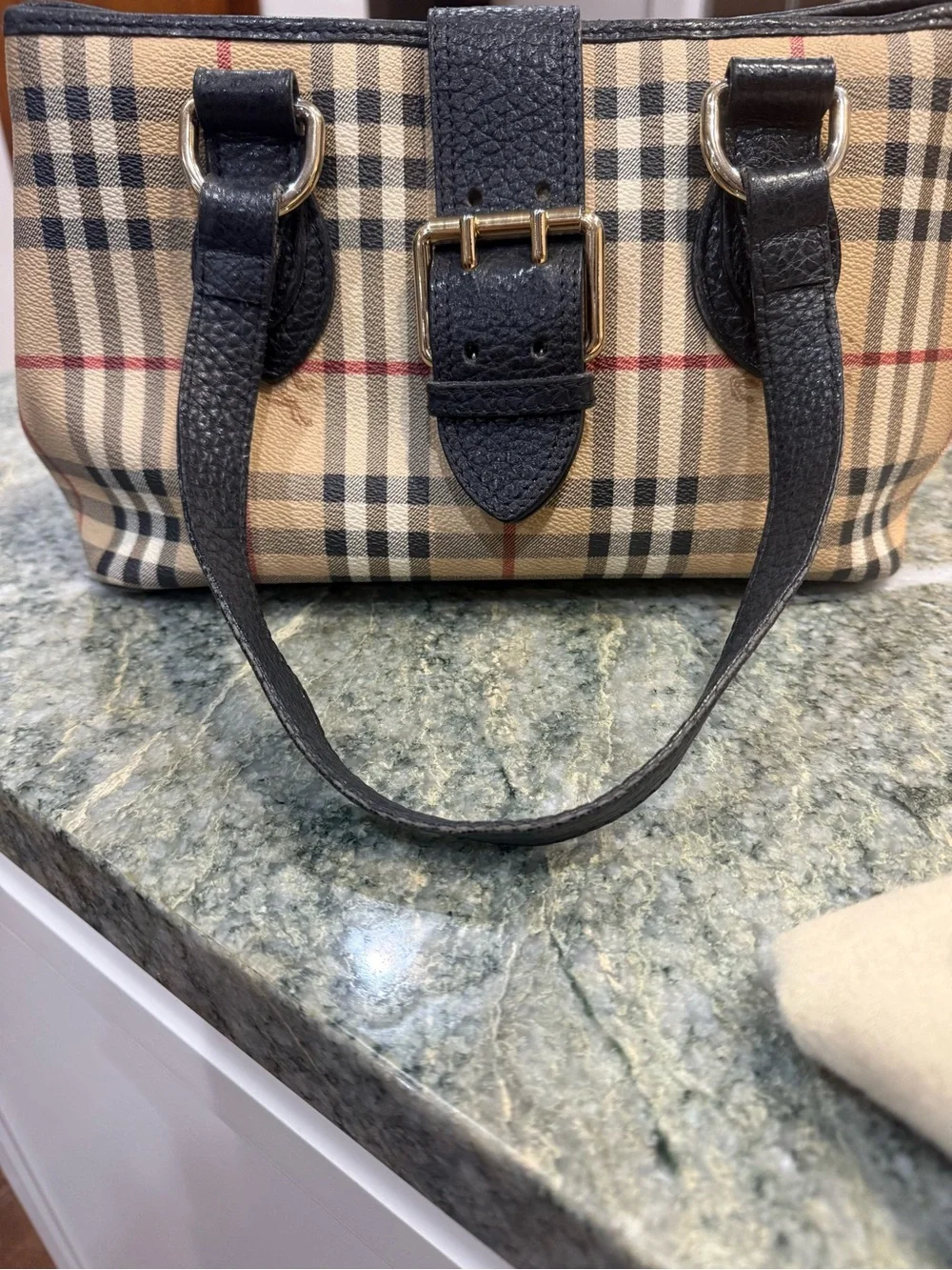 Burberry Beige Nova Check Handbag with Black Trim - Picture 3 of 6